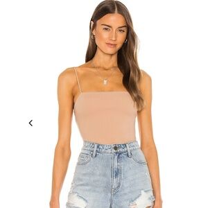 Show Me Your Mumu Amabella Nude Beige Thong Square Neck Bodysuit Size Large